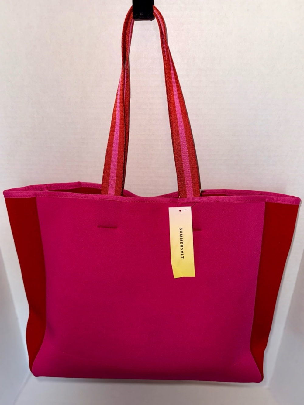 Summersalt Pink and Red Stripe-Handle Tote